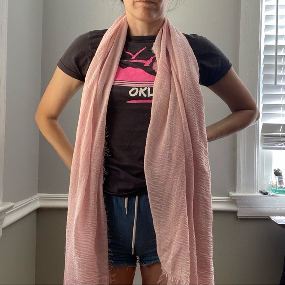 made in Florence Italy muted pale pink multi use wrap scarf shawl 100% cotton - Picture 4 of 15